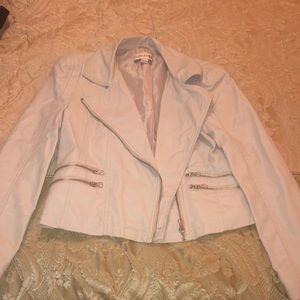 NWOT taupe/cream leather jacket